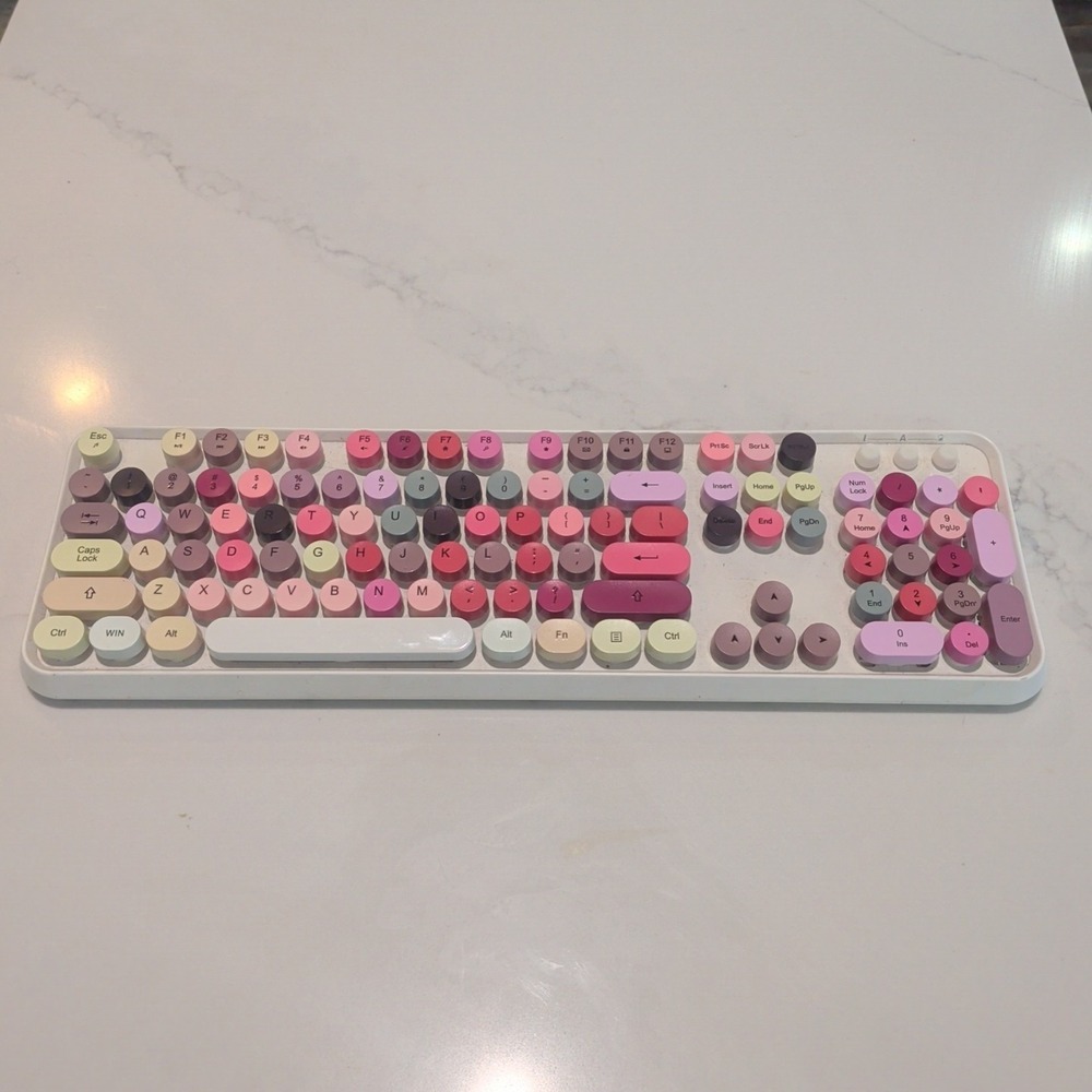 SADES V2020 Wireless Keyboard  White Colorful Wireless Keyboard not tested